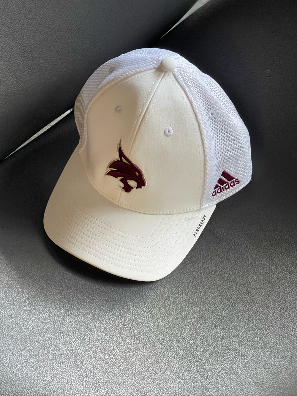 Adidas White Mesh Cap with Maroon Logo